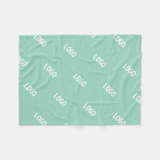 アップロードした画像またはロゴを並べて表示 | 光ティール（緑がかった色） フリースブランケット (正面(横))