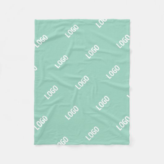 アップロードした画像またはロゴを並べて表示 | 光ティール（緑がかった色） フリースブランケット (正面)