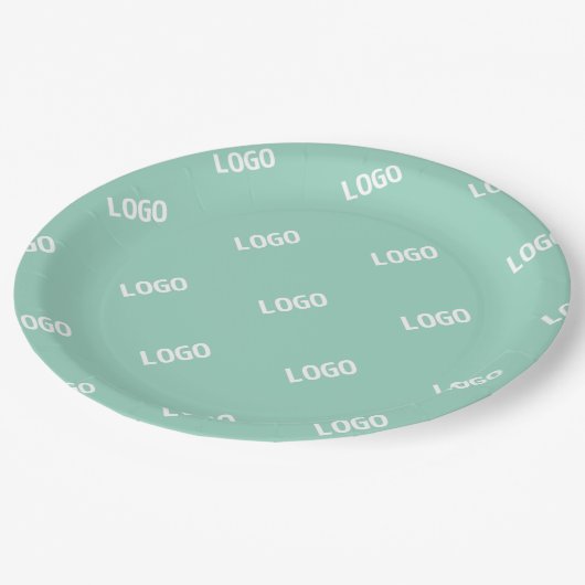 アップロードした画像またはロゴを並べて表示 | 光ティール(緑がかった色) ペーパープレート (アングル)