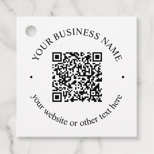 アップロードしたQRコードと編集可能な循環文字 フェイバータグ (正面)