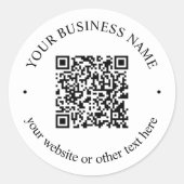 アップロードしたQRコードと編集可能な循環文字 ラウンドシール (正面)