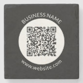 アップロードしたQRコード | 編集可能な文字と色 ストーンコースター (正面)