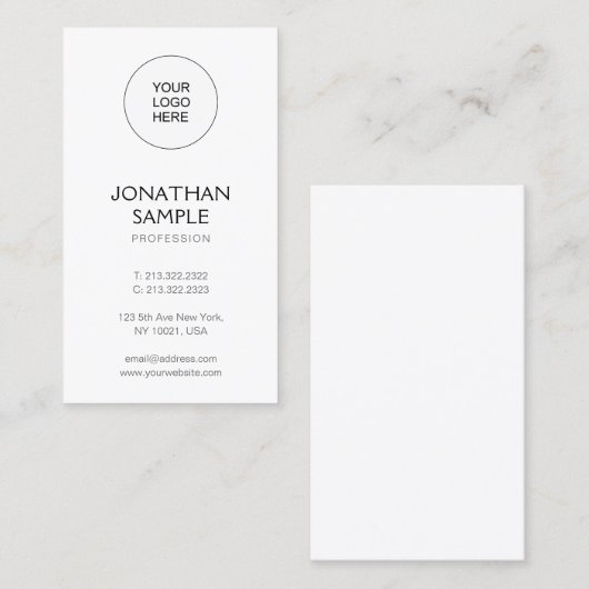 アップロードするロゴの追加モダンテンプレート（縦） 名刺 (正面/裏面)