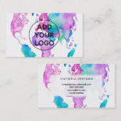 アップロードのロゴの世界地図の地球のシックな水彩画のペンキ 名刺 (正面/裏面)