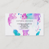 アップロードのロゴの世界地図の地球のシックな水彩画のペンキ 名刺 (裏面)