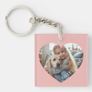 アップロードカスタムハート写真Add Name Family Keepsake キーホルダー