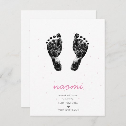 アップロードカスタムベビー機器シンボルピンクガール誕生 案内状 (正面/裏面)