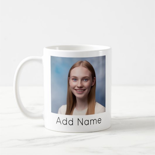 アップロードカスタム写真の写真と名前パーソナライズされた コーヒーマグカップ (左)