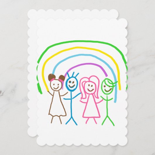 アップロードスケッチキッズアートワークをクリスマスに変える シーズンカード (正面/裏面)