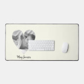 アップロード写真のハート型フレーム デスクマット (キーボード&マウス)