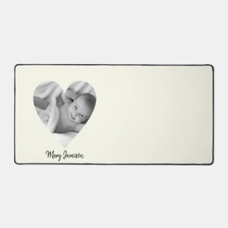 アップロード写真のハート型フレーム デスクマット