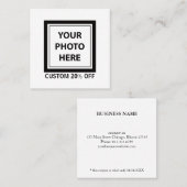 アップロード写真の写真と追加文字-カスタマイズシンプル 割引カード (正面/裏面)