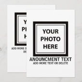 アップロード写真の写真と追加文字-カスタマイズシンプル 案内状 (正面/裏面)