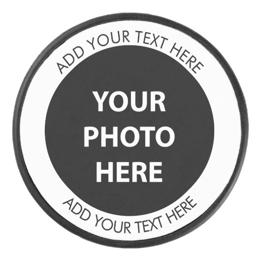 アップロード写真の写真と追加文字- カスタマイズ アイスホッケーパック (正面)