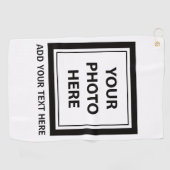 アップロード写真の写真と追加文字- カスタマイズ ゴルフタオル (横)