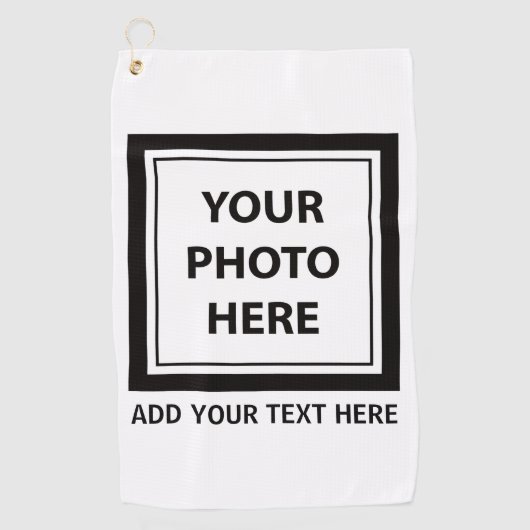 アップロード写真の写真と追加文字- カスタマイズ ゴルフタオル (正面)