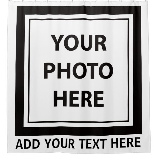アップロード写真の写真と追加文字- カスタマイズ シャワーカーテン (正面)