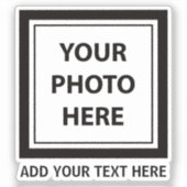 アップロード写真の写真と追加文字- カスタマイズ シール (正面)