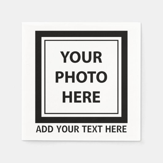 アップロード写真の写真と追加文字- カスタマイズ スタンダードカクテルナプキン (正面)