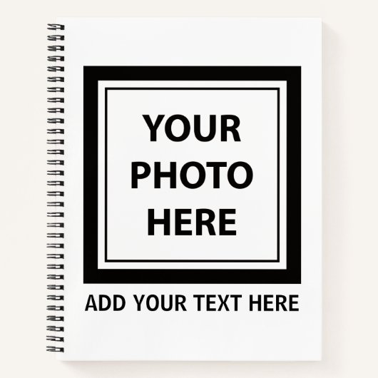 アップロード写真の写真と追加文字- カスタマイズ ノートブック (正面)