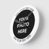 アップロード写真の写真と追加文字- カスタマイズ ラウンド壁時計 (傾斜)