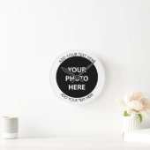 アップロード写真の写真と追加文字- カスタマイズ ラウンド壁時計 (ホーム)