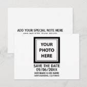 アップロード写真の写真と追加文字-シンプル セーブザデート (正面/裏面)