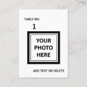 アップロード写真の写真と追加文字-シンプル プレイスカード (裏面)