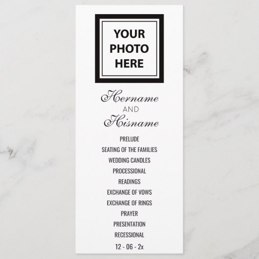 アップロード写真写真&追加文字 – ウェディングパーティー プログラム (正面)