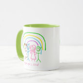 アップロード子供スケッチキッズアートワークを緑に マグカップ (正面左)