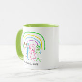 アップロード子供スケッチキッズアートワークを緑に マグカップ (正面左)