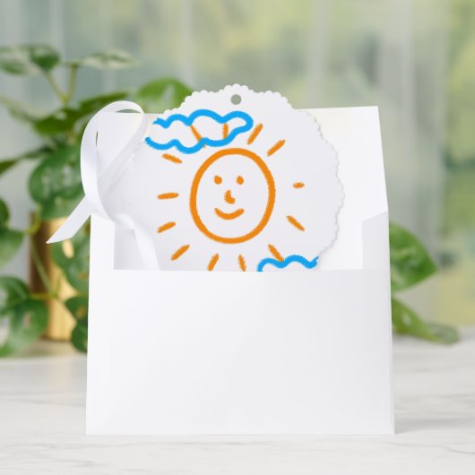 アップロード子供スケッチ子アートワークを次に変換 オーナメントカード (封筒)