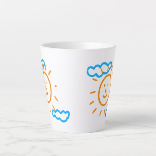 アップロード子供スケッチ子アートワークを次に変換 カフェラテマグ (正面)