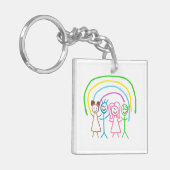 アップロード子供スケッチ子アートワークを次に変換 キーホルダー (正面左)