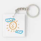 アップロード子供スケッチ子アートワークを次に変換 キーホルダー (裏面)