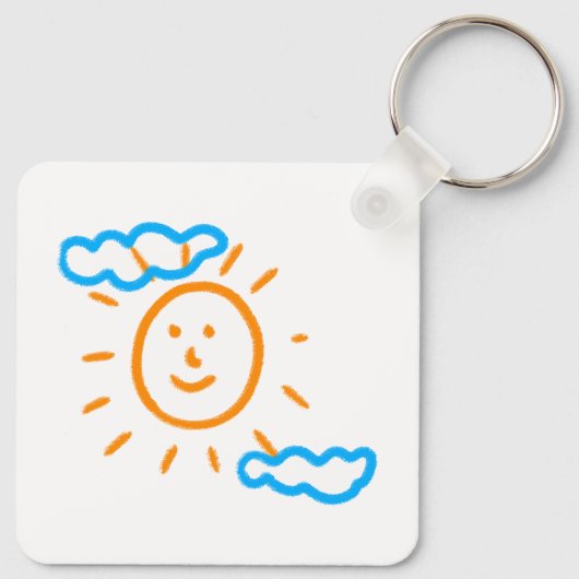 アップロード子供スケッチ子アートワークを次に変換 キーホルダー (裏面)