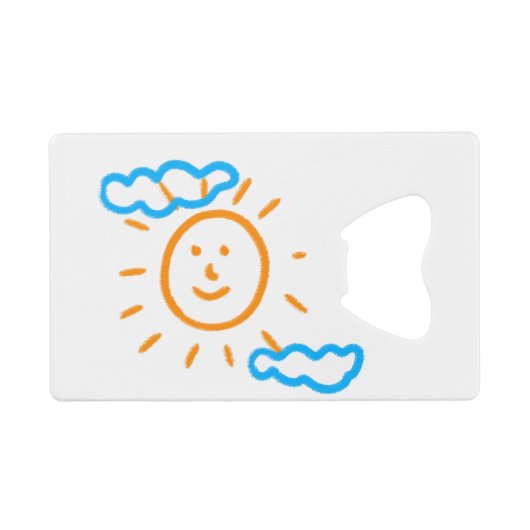 アップロード子供スケッチ子アートワークを次に変換 クレジットカード栓抜き (正面(横))