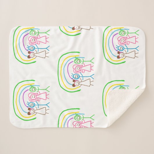 アップロード子供スケッチ子アートワークを次に変換 シェルパブランケット (正面(横))