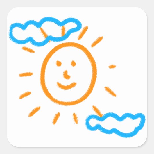 アップロード子供スケッチ子アートワークを次に変換 スクエアシール (正面)