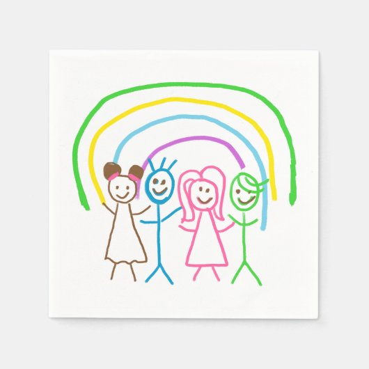 アップロード子供スケッチ子アートワークを次に変換 スタンダードカクテルナプキン (正面)