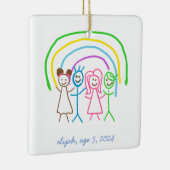 アップロード子供スケッチ子アートワークを次に変換 セラミックオーナメント (右)