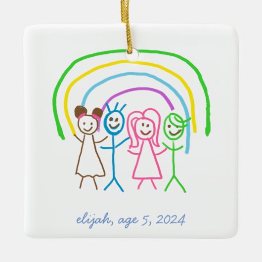 アップロード子供スケッチ子アートワークを次に変換 セラミックオーナメント (正面)