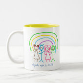 アップロード子供スケッチ子アートワークを次に変換 ツートーンマグカップ (左)