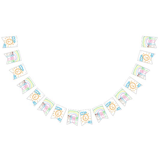 アップロード子供スケッチ子アートワークを次に変換 バンティングフラッグ (全)