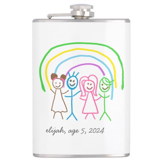 アップロード子供スケッチ子アートワークを次に変換 フラスク (正面)