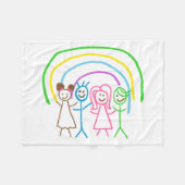 アップロード子供スケッチ子アートワークを次に変換 フリースブランケット (正面(横))