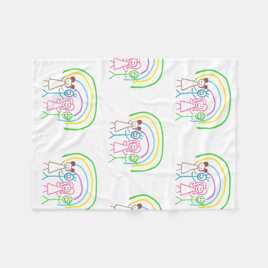 アップロード子供スケッチ子アートワークを次に変換 フリースブランケット (正面(横))