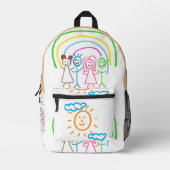 アップロード子供スケッチ子アートワークを次に変換 プリントバックパック (正面)