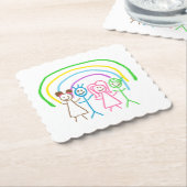 アップロード子供スケッチ子アートワークを次に変換 ペーパーコースター (アングル)