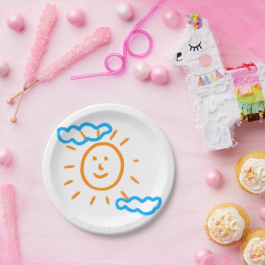 アップロード子供スケッチ子アートワークを次に変換 ペーパープレート (パーティー)